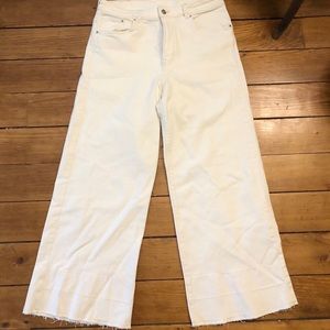 WHITE CULOTTE FLARE JEANS